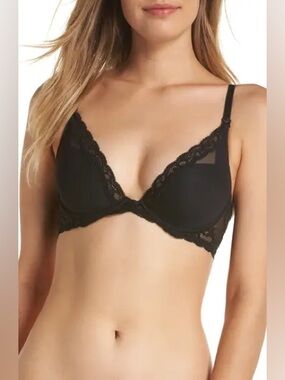 Natori Black Lace Plunge T-Shirt Bra PR2-112